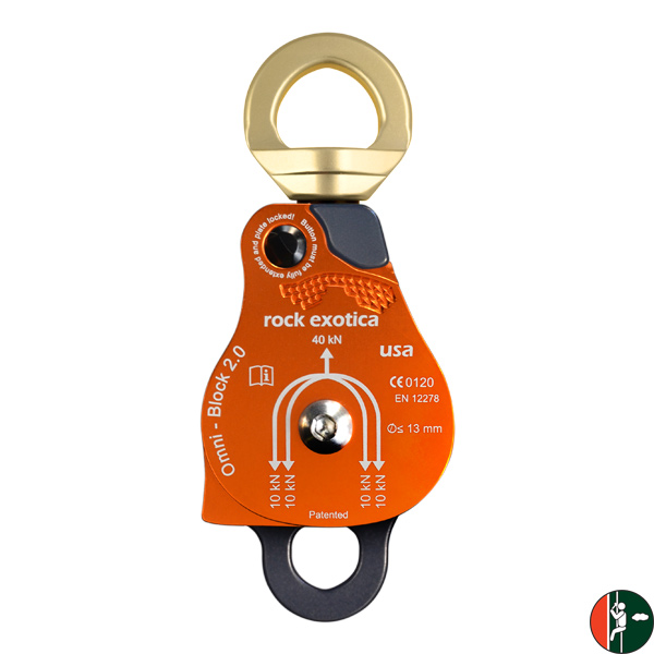 ROCK EXOTICA  Omni-Block 1.1 Pulley single sheave block for 1/2 inch Rope 23Kn 